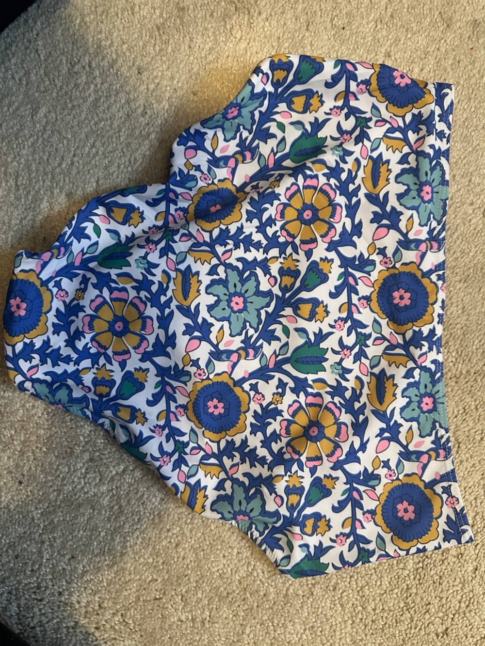 Floral Ruffle V-Neck High-Waist Bikini Set - Blue Multi - Picture 2 of 5